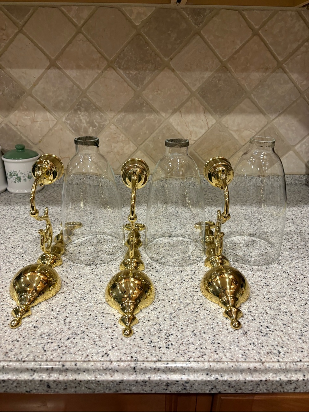 Set of 3 BALDWIN BRASS WALL SCONCE CANDLE HOLDERS W/ GLASS HURRICANE SHADES - Picture 10 of 11